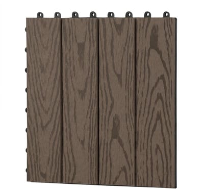 WPC Kliktegels - Houten Terrastegels - Terras Aanleggen - 3D Houtstructuur - 30 x 30 cm - Bruin