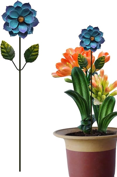 Decoratieve Tuinspin - Bloemsteker Tuindecoratie - Buiten Decoreren - Waterbestendig Weerbestendig - 40x7.5 cm - Blauw