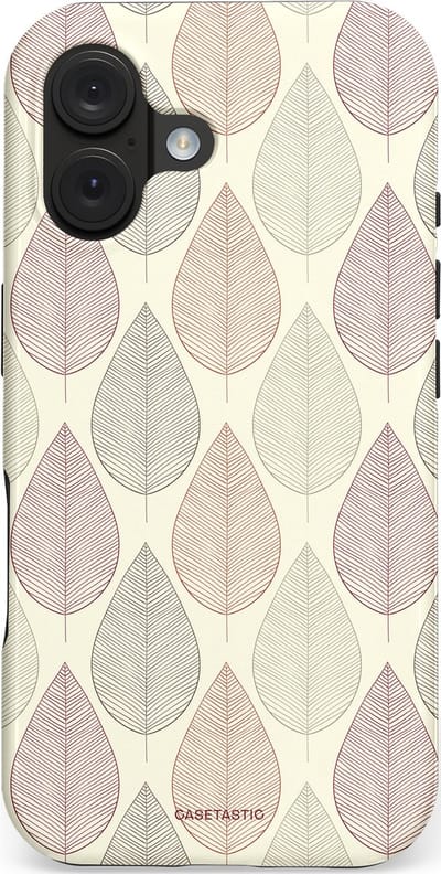 Casetastic hoesje geschikt voor Apple iPhone 16 - MagSafe - Dubbellaagse bescherming - Botanisch retro bladeren dans - Fashion Case - Crème