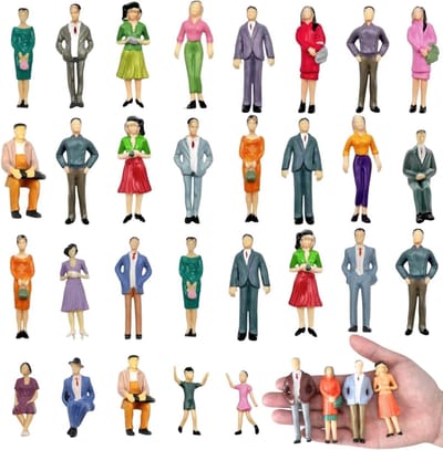 28 Stuks Miniatuurfiguren in Verschillende Poses voor Modelbouw en Architectuur, Schaal 1:25, Staande en Zittende Mensenfiguren, Perfect voor Diorama's en Creatieve Projecten