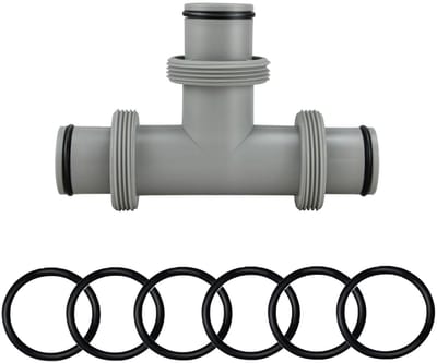 Allecto - Zwembadadapter - T-stuk verlenging - Hoogwaardige kunststof - 38 mm - Slangconnector - Geschikt voor Intex Bestway Coleman - Grijs