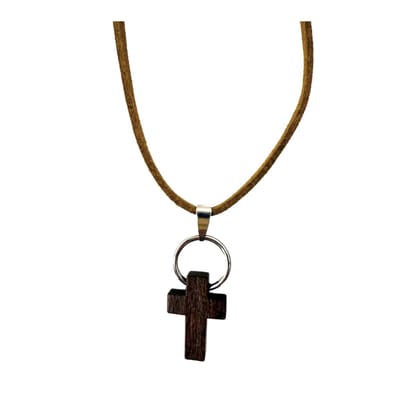 Ketting -kruis- hout -bruin-45 cm-Charme Bijoux