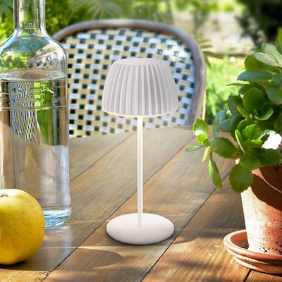 BRILONER Champ mini - Oplaadbare Mini Tafellamp - snoerloze lamp - met touch dimbaar - voor binnen en buiten - german design award winner 2025 - wit - Ø8,5 x 20cm