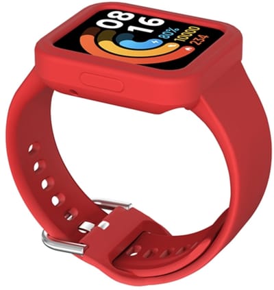 By Qubix - Siliconen band met case - Rood - Geschikt voor Xiaomi Redmi Watch 2 (Lite)