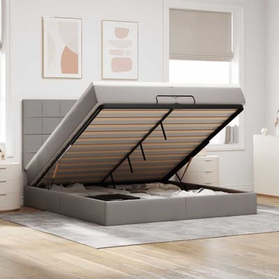 vidaXL - Ottoman - bed - met - matrassen - 200x200cm - stof - taupe