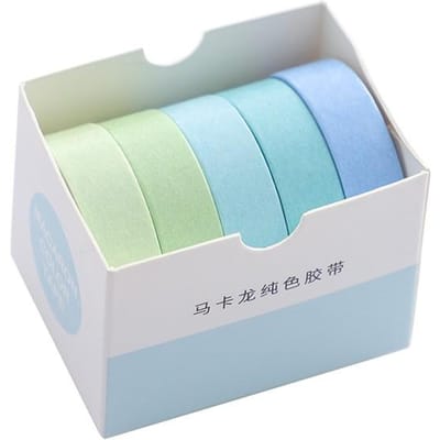 Card Lover 5 Rolls Basic Series Journal Kleurrijke Washi Tape Scrapbooking Morandi Color Masking Tape Journaling Materiaal blauw