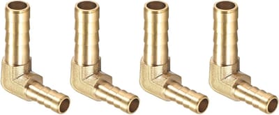 L-vormige Messing Connector 8mm x 6mm - 4 Stuks Reducer Stang voor Brandstof, Lucht, Water en Olie
