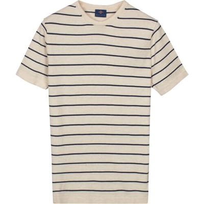 Baileys Trui Crew Neck Breton Stripe Short Sleeve Marshmallow / male