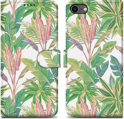 Cadorabo Hoesje geschikt voor Apple iPhone 7 / 7S / 8 / SE 2020 - Design Groen Regenwoud No. 8 - Beschermhoes Case Cover met magnetische sluiting, standaardfunctie en kaartvakje