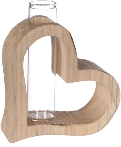 Houten hart met reageerbuisje 10 x 5 h.11 cm (6 st)
