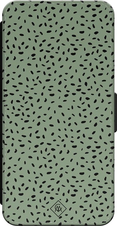 Casimoda® bookcase - Geschikt voor iPhone 16 - Hoesje met pasjeshouder - Green Confetti - Groen - Kunstleer