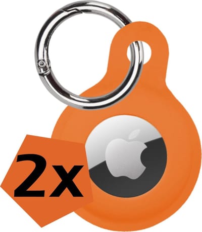 Hoesje Geschikt voor Apple AirTag Sleutelhanger Hoes Siliconen Hoesje - Siliconen Hoesje Geschikt voor Apple AirTag-Sleutelhanger Hoesje - Oranje - 2 PACK
