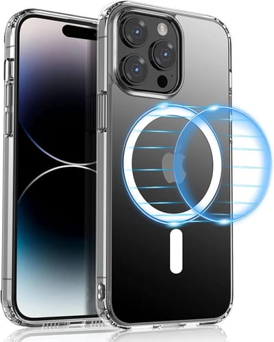Dun TPU Transparant Hoesje geschikt voor Apple iPhone 14 Pro Max | Back Cover met Magneet | Geschikt voor Draadloos Opladen met Magnetische Ring | Compatibel met MagSafe | Doorzichtig | Ultra Dun
