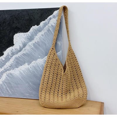 Koreaanse Versie van Eenvoudige Katoenen Draad Tas Nieuwe Veelzijdige Handgeweven Tas Vakantie Strandtas Niche Schoudertas Mode Dames Tas gray