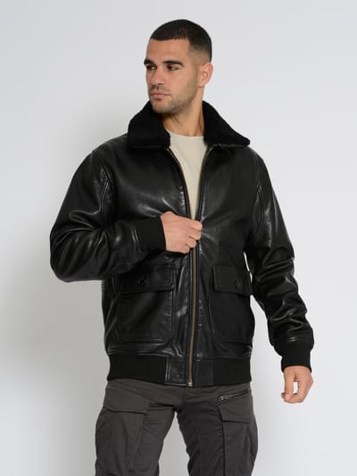 Top Gun leren jas TG2023002 met lamsleren kraag