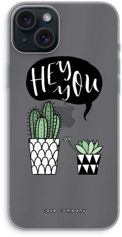 Case Company® - Hoesje geschikt voor iPhone 15 Plus hoesje - Hey you cactus - Soft Cover Telefoonhoesje - Bescherming aan alle Kanten en Schermrand