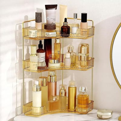Makeup Organizer met 3 Laagjes voor Huidverzorging, Acryl Opslag voor Lipstick, Nagelverzorging en Parfum, Perfect voor Kledingkast en Badkamer