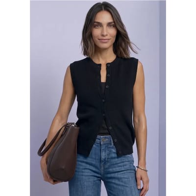 Gebreid vest met ronde hals en knoopsluiting
