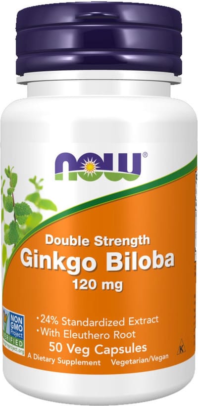 NOW Foods, Ginkgo Biloba, Dubbele Sterkte, 120 mg, 50 Vegetarische Capsules