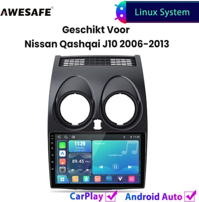Awesafe Autoradio - Geschikt Voor Nissan Qashqai J10 2006 t/m 2013 - Draadloos Carplay Android Auto - Linux systeem - Touchscreen - Bluetooth Wifi - 2006 2007 2008 2009 2010 2011 2012 2013