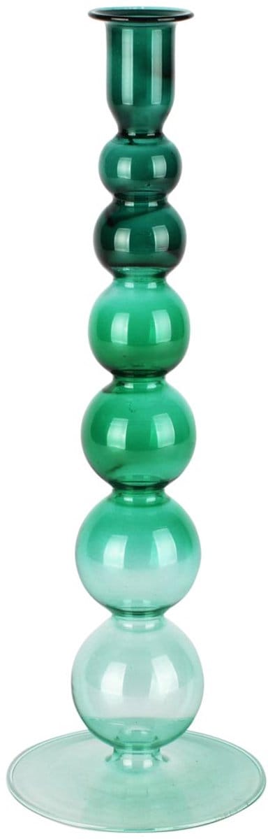 Dekoratief | Kaarsenhouder, groen/transparant, glas, 10x10x31cm | A258352