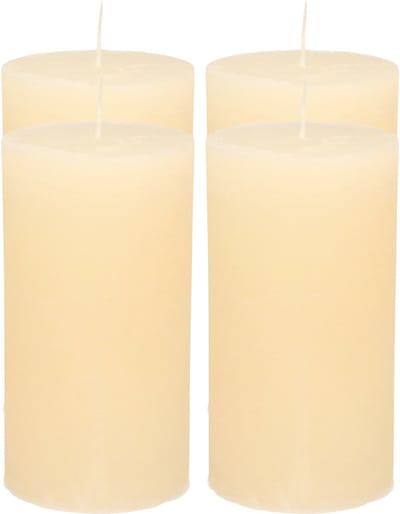 Atmosphera Stompkaars - 4x - ivoor wit - 7 x 13 cm - cilinderkaars - rustiek model