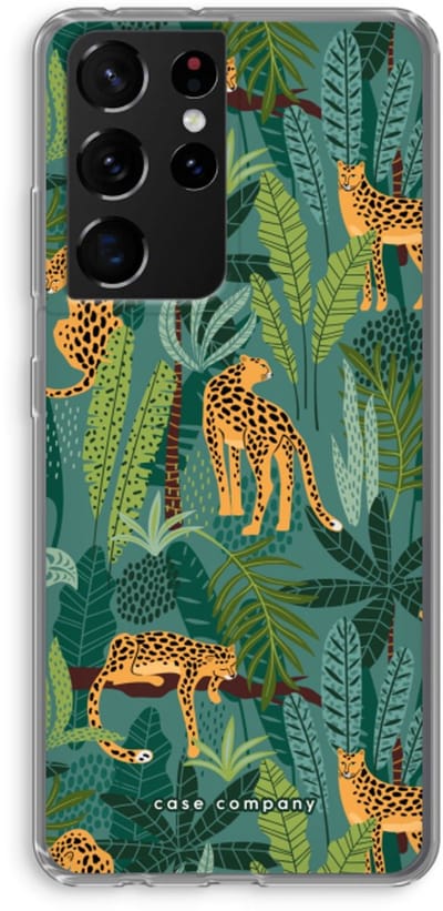 Case Company® - Hoesje geschikt voor Samsung Galaxy S21 Ultra hoesje - Luipaard 2 - Soft Cover Telefoonhoesje - Bescherming aan alle Kanten en Schermrand