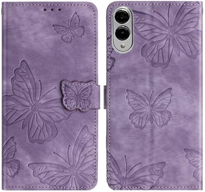 Coverup Hoesje - Geschikt voor Samsung Galaxy S25 Edge Hoesje - Coverup Vlinders Book Case - Paars