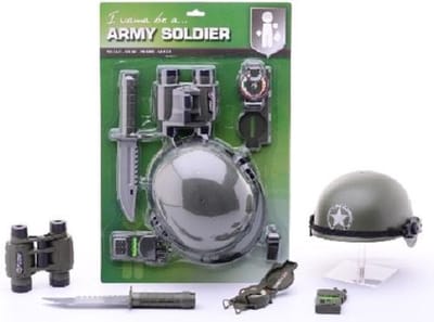 Soldaat verkleedset - kinderen - helm - verrekijker - mes - verkleedaccessoires - verkleedset soldaten