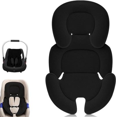 Comfortabele Zitverkleiner voor Autostoel voor Pasgeborenen - Ademend Kussen voor Veiligheid en Ondersteuning (Zwart)
