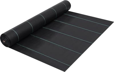 Anti-worteldoek - 1 x 50 m - 60 g/m² - Onkruidvlies Waterdoorlatend - Gronddoek met Groene Strepen - Zwart