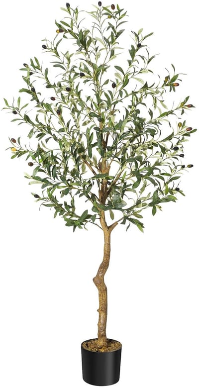 Mosh Stories Realistische Kunst Olijfboom – Decoratieve Nep Plant voor Binnen - Onderhoudsvrije Kunstboom met Stevige Pot