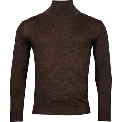 Baileys Trui Rollneck Merino Single Knit Dark Brown / male