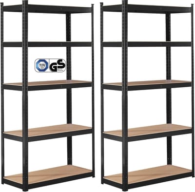 Zware Rekken Set van 2 - 180x90x30 cm - 5 Planken Werkplaatschappen - Opslag en Organisatie voor Kelders, Garages en Kantoors