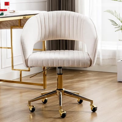 Bureaustoel - Computerstoel Vergaderstoel - Comfortabel Werken - Open Rugleuning - 60 x 57 x 86 cm - Beige