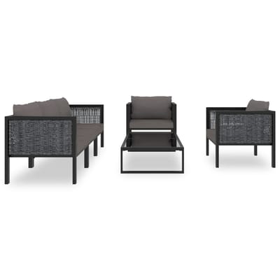 vidaXL - 6-delige - Loungeset - met - kussens - poly - rattan - antraciet