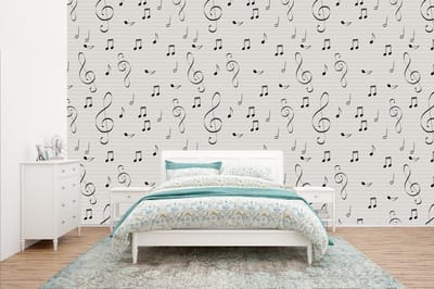 Behang - Fotobehang Bladmuziek - Patronen - Muziek - Breedte 400 cm x hoogte 240 cm