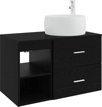 vidaXL - Badkamermeubel - Set - 2 - st - Zwart - eiken - Bewerkt - hout