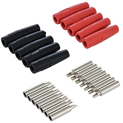 10 stuks Geïsoleerde Banaan Vrouwelijke Jack Plug Connector 4mm - Rood en Zwart