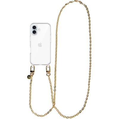 xoxo Wildhearts siliconen hoesje - Geschikt voor iPhone 17 hoesje - Dreamy - Telefoonhoesje - Hoesje met koord - Gouden ketting - lang telefoonkoord - Transparant hoesje (lange variant)