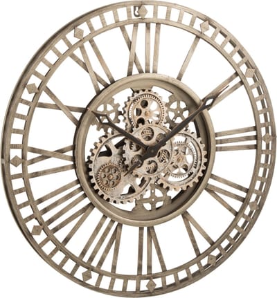 J-Line klok Romeinse Cijfers Radars Binnenwerk - metaal - antiek grijs - Ø 60 cm