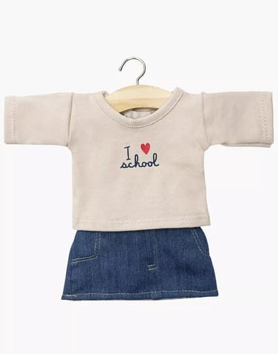 Minikane Gordi Poppenkleding Kledingset I Love School Rok 34 cm