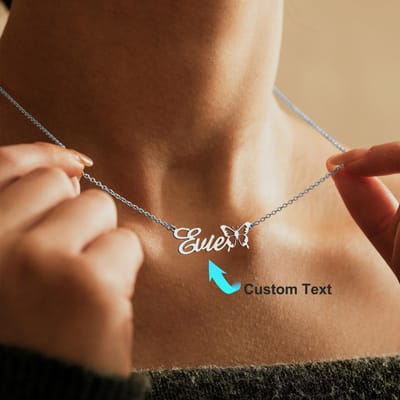 Gepersonaliseerde Naamketting Met Vlinder Gouden Kleur Naamketting Gepersonaliseerde Naam Minimalistische Sieraden Cadeau Voor Meisje Kerstcadeau 37cm brown