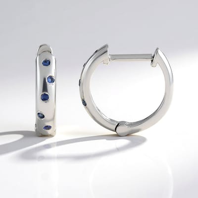 Cavill - Elegante Zilveren Oorbellen - 925 Sterling Zilver Platina Geplateerd - Blauwe Ceylon Saffier Rond 0,199 Ct - Ronde Saffier Oorbellen Dames