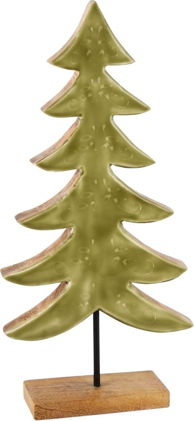 Dekoratief | Deco boom op voet, naturel/groen, hout/enamel, 15x4x45cm | A248086