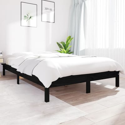 vidaXL - Bedframe - massief - grenenhout - zwart - 180x200 - cm