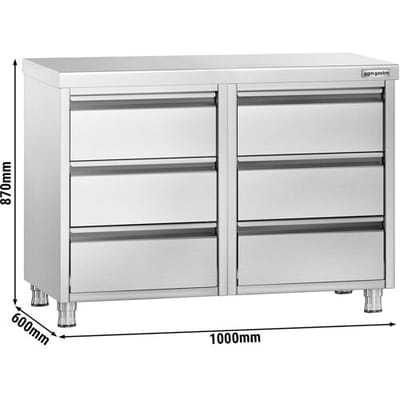 GGM Gastro Schubladenschrank PREMIUM mit 6 Schubladen - 1000x600mm Zilver