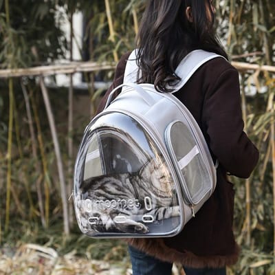Sac pour chat  Sac de transport pour animal de compagnie de grande capacité  Sac d'extérieur  Sac à bandoulière portable toutes saisons  Sac à dos respirant pour chat 40*28*42cm gray
