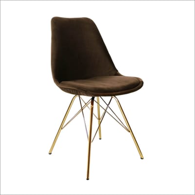 KICK® VELVET Kuipstoel Koffiebruin – Eetkamerstoel – Velvet – Goud Frame