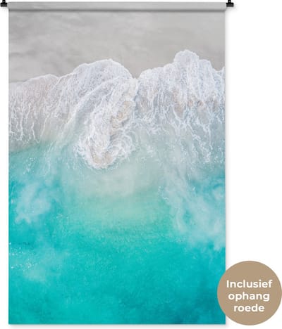 Wandkleed - Wanddoek - Zee - Golven - Abstract - 120x180 cm - Wandtapijt